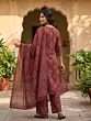 Maroon Printed Straight Kurta Set With Dupatta for Women