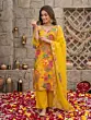 Yellow Printed Straight Kurta Set With Dupatta for Women