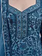 Blue Printed Straight Kurta Set With Dupatta for Women