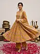 Yellow Floral Printed Anarkali Kurta Set With Dupatta for Women