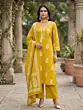 Yellow Printed Straight Kurta Set With Dupatta for Women