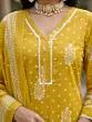 Yellow Printed Straight Kurta Set With Dupatta for Women