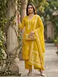 Yellow Printed Straight Kurta Set With Dupatta for Women