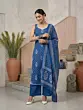 Blue Printed Straight Kurta Set With Dupatta for Women