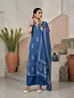 Blue Printed Straight Kurta Set With Dupatta for Women