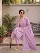 Lavender Printed A-Line Kurta Set With Dupatta for Women