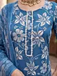 Blue Printed Straight Kurta Set With Dupatta for Women