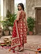 Red Printed Anarkali Kurta Set With Dupatta for Women