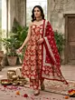 Red Printed Anarkali Kurta Set With Dupatta for Women