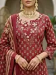 Maroon Printed Straight Kurta Set With Dupatta for WomenRegular price