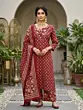 Maroon Printed Straight Kurta Set With Dupatta for WomenRegular price