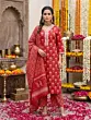 Red Printed Straight Kurta Set With Dupatta for Women