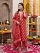 Red Printed Straight Kurta Set With Dupatta for Women