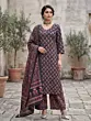 Blue Printed Straight Kurta Set With Dupatta for Women