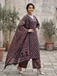 Blue Printed Straight Kurta Set With Dupatta for Women