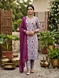 Off White Printed Straight Kurta Set With Dupatta for Women