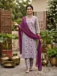 Off White Printed Straight Kurta Set With Dupatta for Women