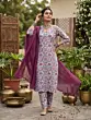 Off White Printed Straight Kurta Set With Dupatta for Women