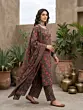 Grey Black Printed Straight Kurta Set With Dupatta for Women