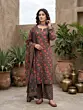 Grey Black Printed Straight Kurta Set With Dupatta for Women