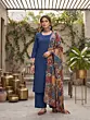 Blue Printed Straight Kurta Set With Dupatta for Women