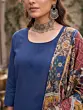 Blue Printed Straight Kurta Set With Dupatta for Women