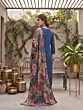 Blue Printed Straight Kurta Set With Dupatta for Women