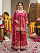 Magenta Printed Peplum Kurta Set With Dupatta for Women
