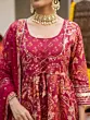 Magenta Printed Peplum Kurta Set With Dupatta for Women