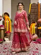 Magenta Printed Peplum Kurta Set With Dupatta for Women