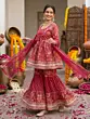 Magenta Printed Peplum Kurta Set With Dupatta for Women