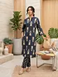 Black Printed Straight Kurta & Trouser Two Pices Set for Women