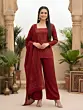 Maroon Printed Kurta with Palazzo & Dupatta Set for Women