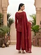 Maroon Printed Kurta with Palazzo & Dupatta Set for Women