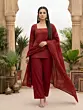 Maroon Printed Kurta with Palazzo & Dupatta Set for Women