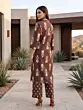 Brown Printed Straight Kurta & Trouser Two Pices Set for Women