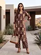 Brown Printed Straight Kurta & Trouser Two Pices Set for Women