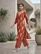 Rust Printed Kurta Set for Women