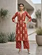 Rust Printed Kurta Set for Women