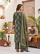 Green Printed Straight Kurta Set With Dupatta for Women