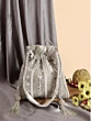 Silver Mirror Work Party Wear Bridal Potli Bag