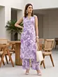 Purple Printed Straight Kurta With Palazzo for Women
