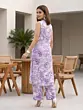 Purple Printed Straight Kurta With Palazzo for Women