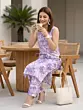 Purple Printed Straight Kurta With Palazzo for Women