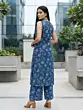 Blue Printed Straight Kurta With Palazzo for Women
