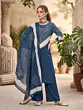 Blue Printed Straight Kurta Set With Dupatta for Women
