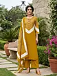 Yellow Printed Straight Kurta Set With Dupatta for Women