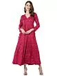Womens Rayon Gold Print Anarkali Kurta (Pink)