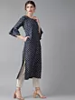 Women Navy Blue Checked Kurta