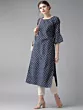 Women Navy Blue Checked Kurta